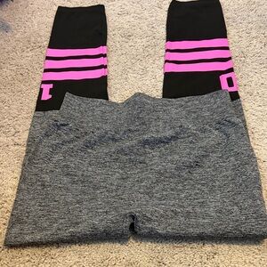 Chic Black and Pink Striped Leggings